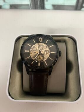 Fossil Townsman ME3155 44mm Skeleton Automatic Leather Watch